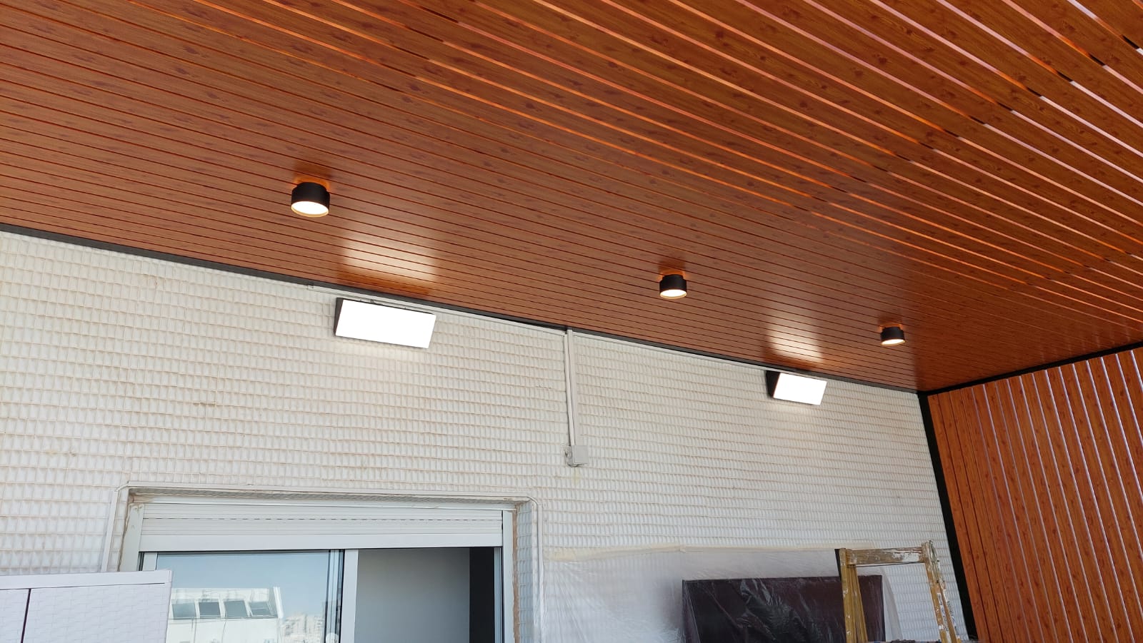 Garden pergola with lighting